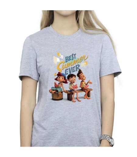Disney Womens/Ladies Luca Best Summer Ever Cotton Boyfriend T-Shirt (Gris sportif) - UTBI30827