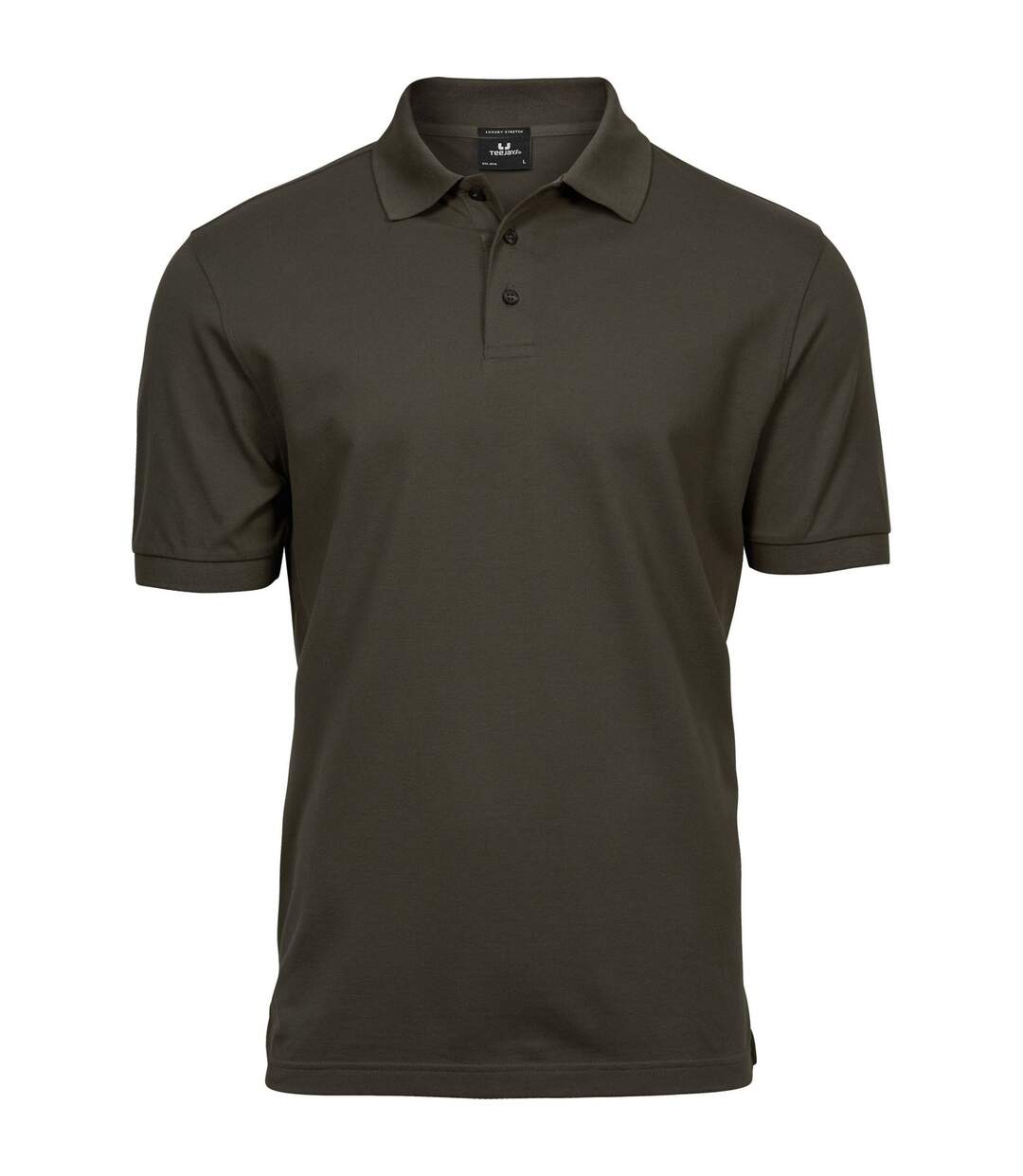 Mens Luxury Stretch Polo Shirt Dark Olive Tee Jays-1