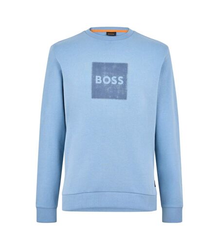 Mens Stitch Crew Neck Sweatshirt Pastel Blue Boss