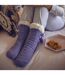 1 Pair Ladies Chenille Slipper Socks with Moccasin Sole - Soft Cosy Comfort-3
