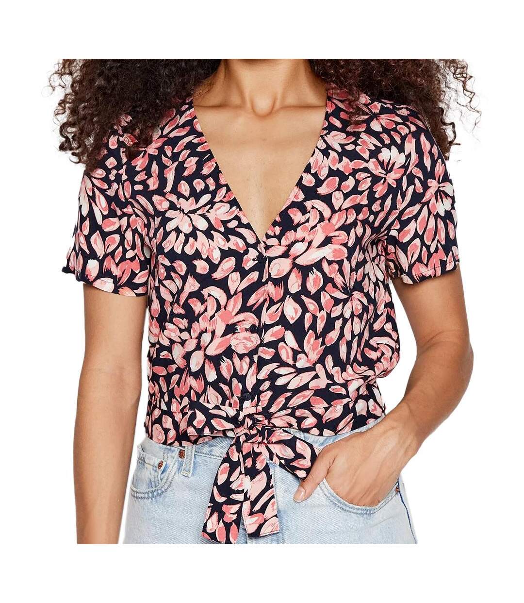 Blouse Marine/Rose à fleurs Femme Vero Moda Easy - M-1