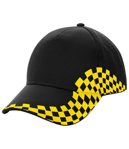 Unisex grand prix baseball cap black/yellow Beechfield