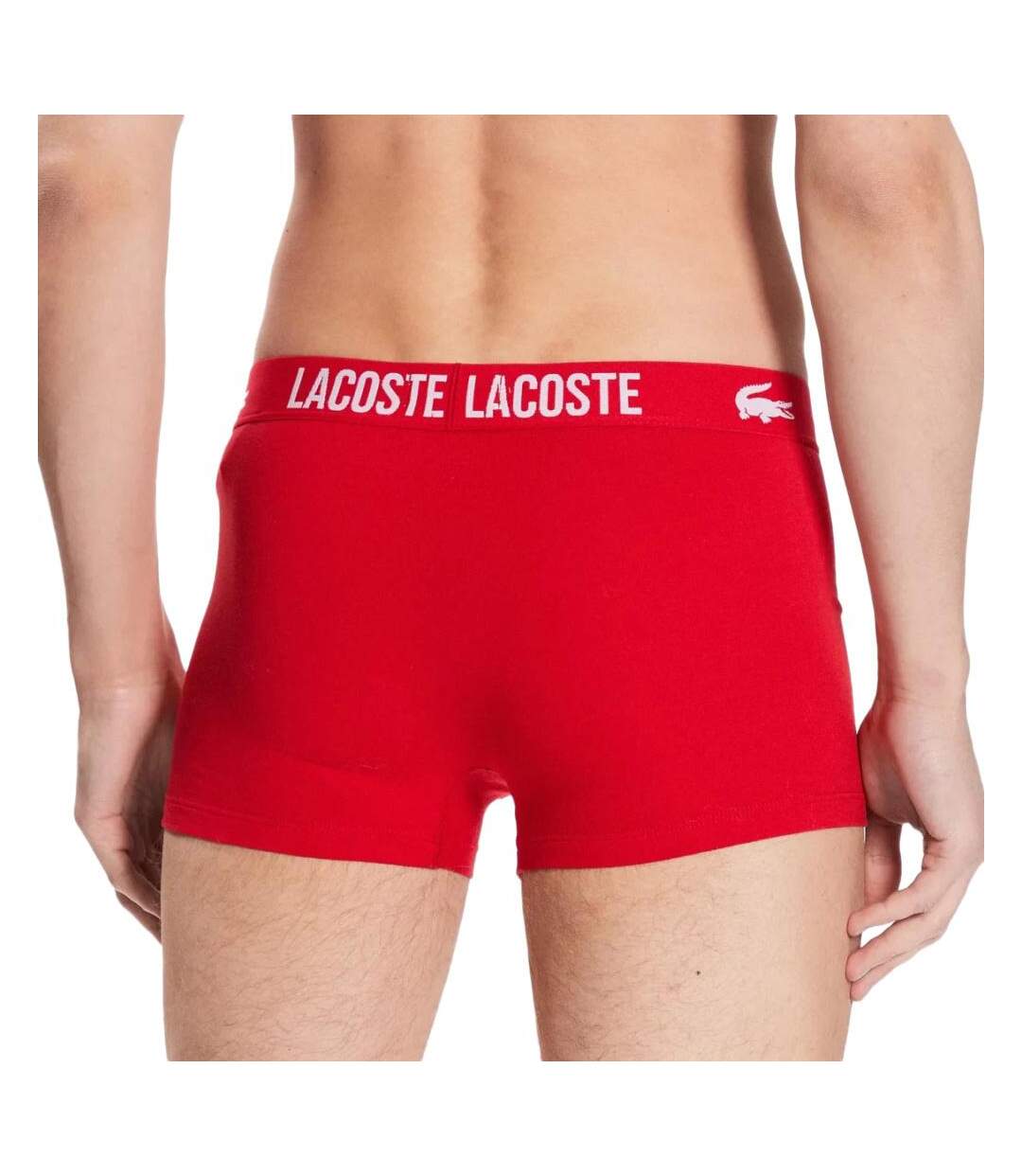 x3 boxers noir/blanc/rouge homme lacoste courts stretch - l-3