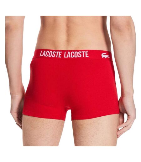 x3 boxers noir/blanc/rouge homme lacoste courts stretch - l