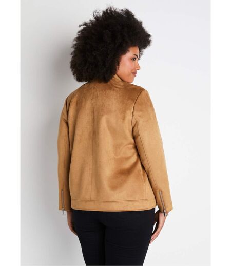 Blouson zippé court tissu suédé