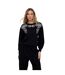 Womens/ladies Embroidered Crew Neck Long-sleeved Sweatshirt Black Raffya-2
