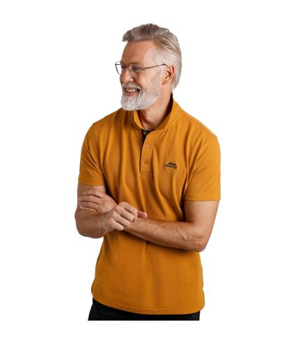 Mens miles pique natural polo shirt caramel Weird Fish