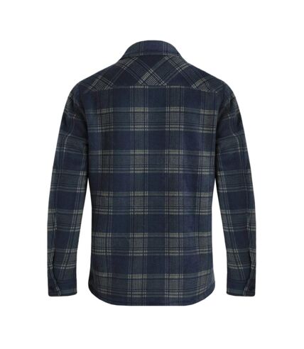 Mens tyburn checked fleece shirt jacket navy Weird Fish