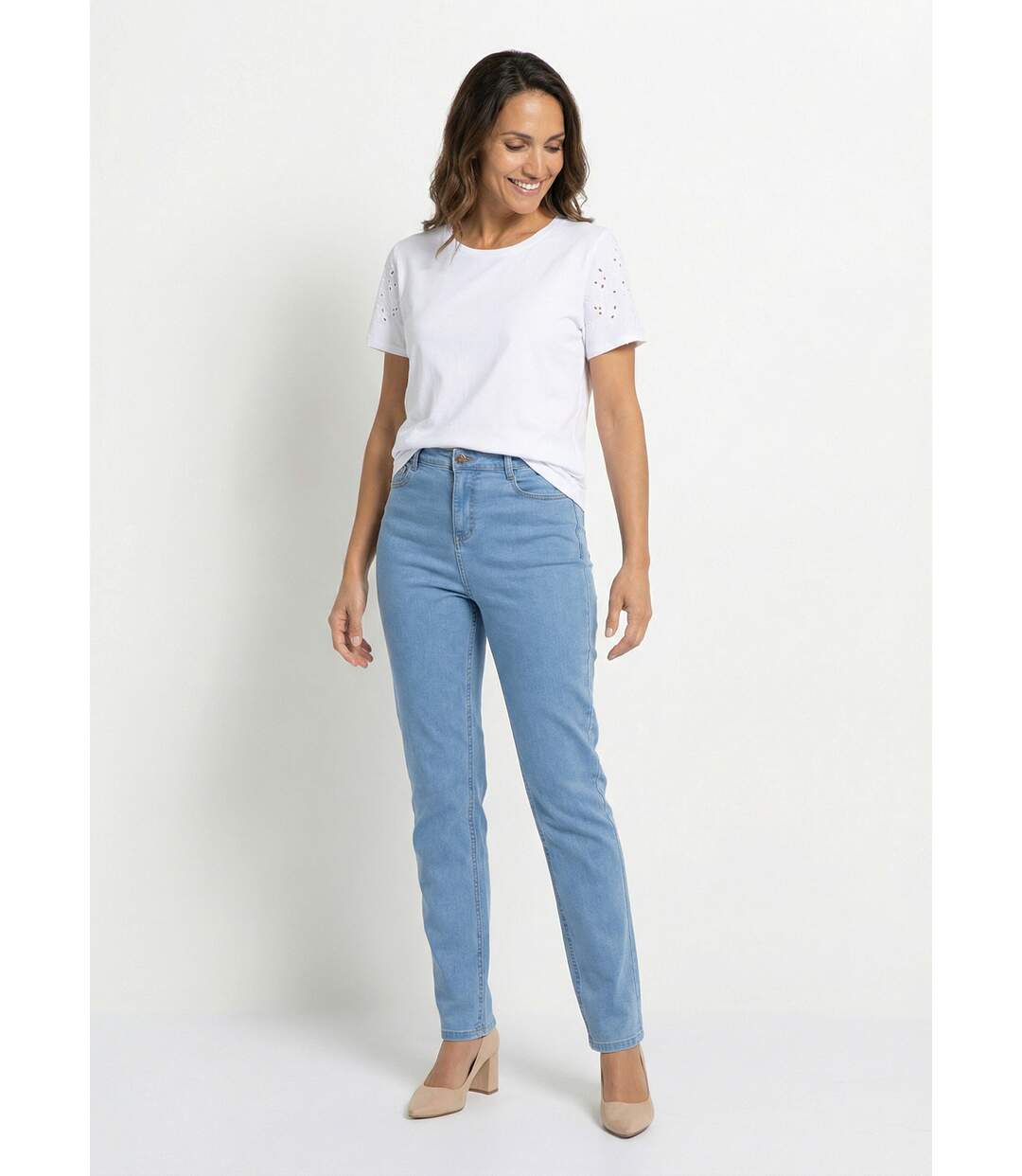 T-shirt manches courtes brodées coton stretch-3