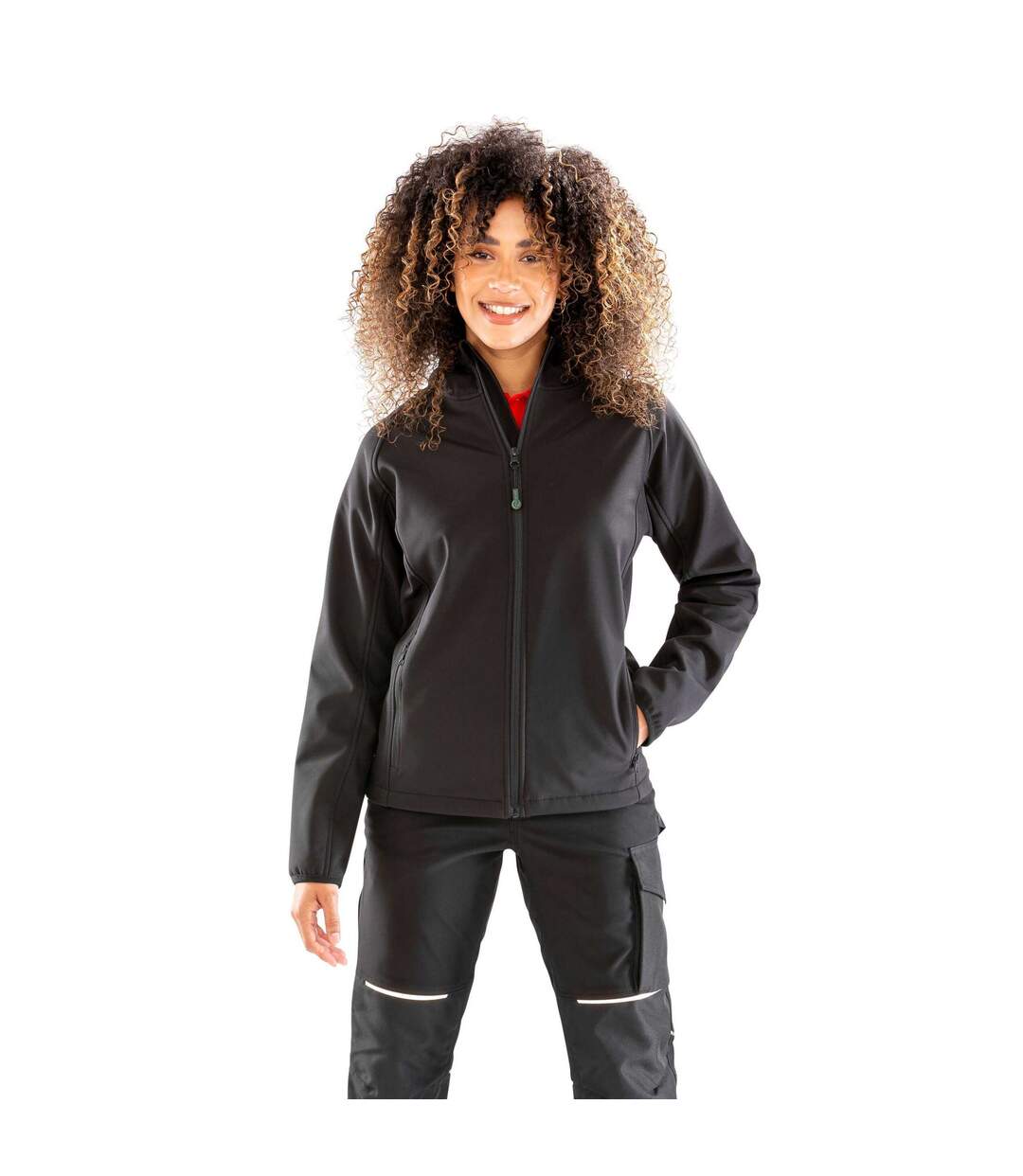 Womens/ladies 3 Layer Printable Soft Shell Jacket Black Result Recycled-1