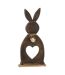 Statuette Lapin en Bois Cœur 49cm Marron-1