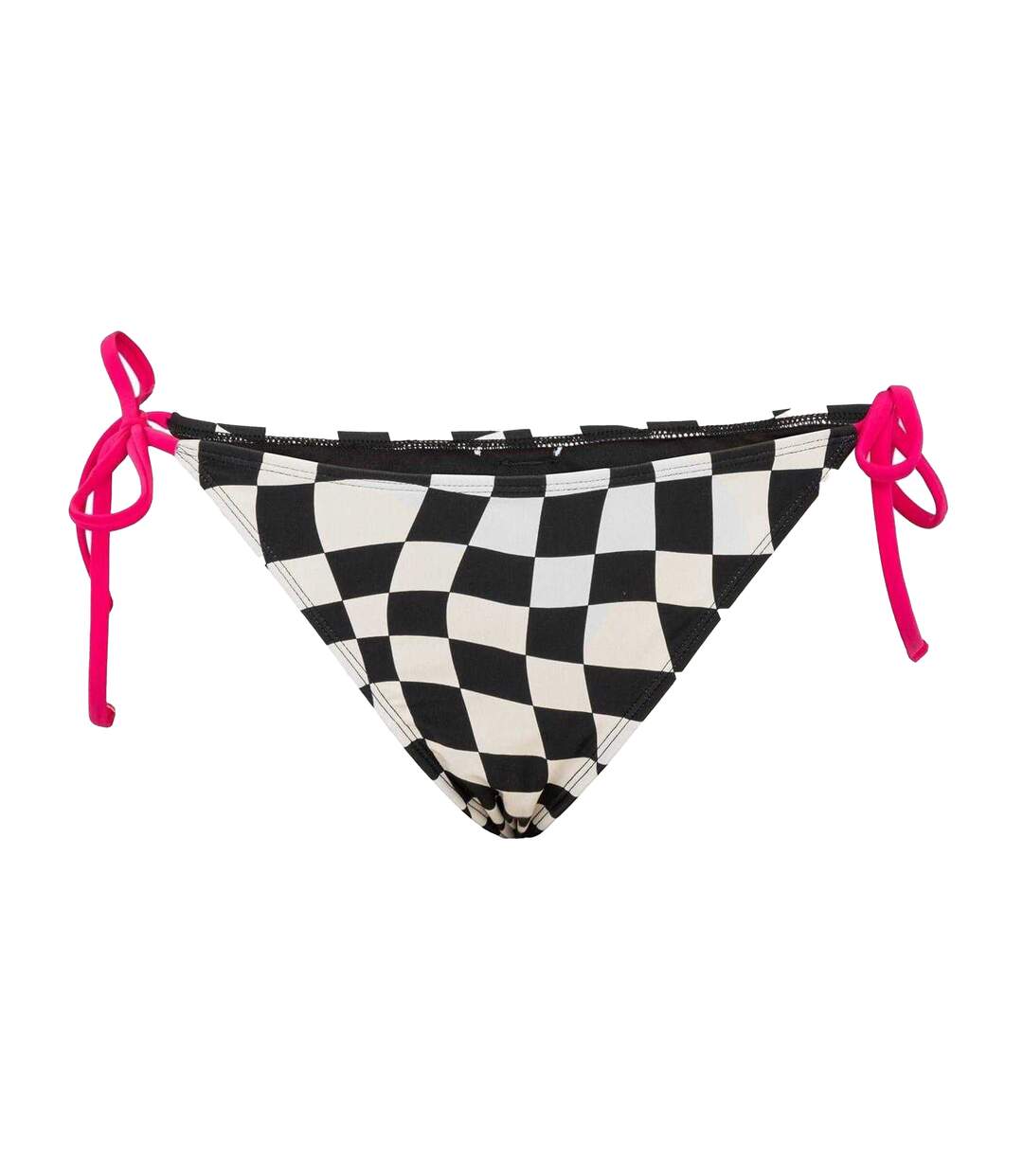 Womens/ladies Checkerboard Side Tie Bikini Bottoms Black White SoulCal-1