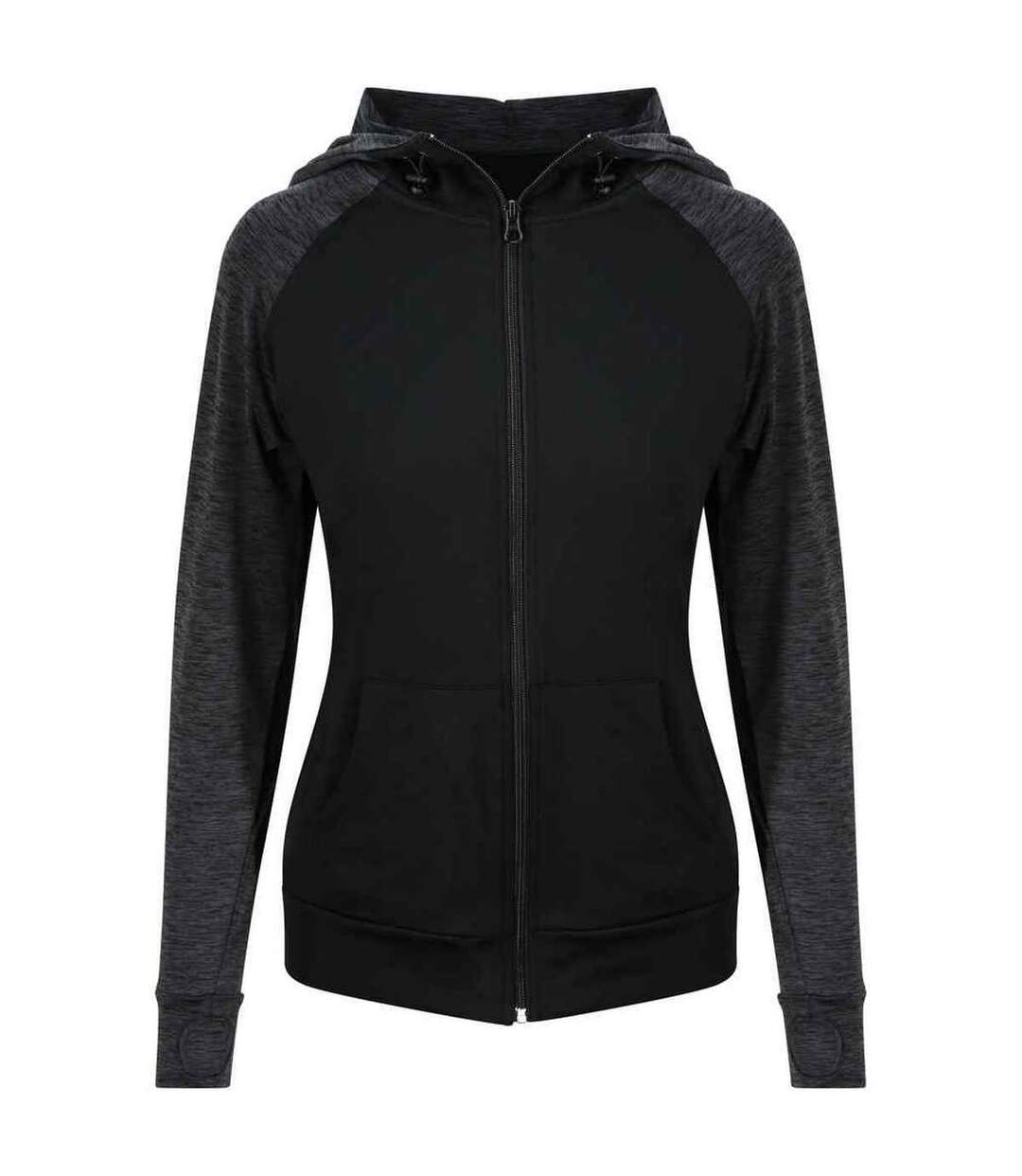 Veste À Capuche Cool Femme Noir Anthracite Chiné Just Cool-1