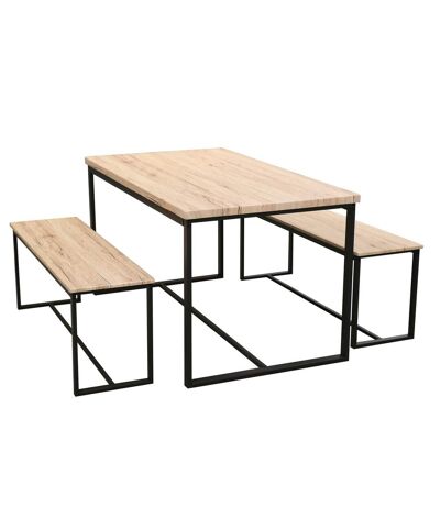 Table à manger et ses 2 bancs Dock - H. 75 cm - Beige et Noir