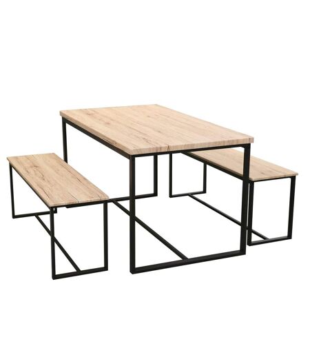 Table à manger et ses 2 bancs Dock - H. 75 cm - Beige et Noir