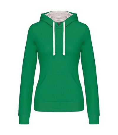 Sweat à capuche contrastée - Femme - K465 - vert kelly et blanc