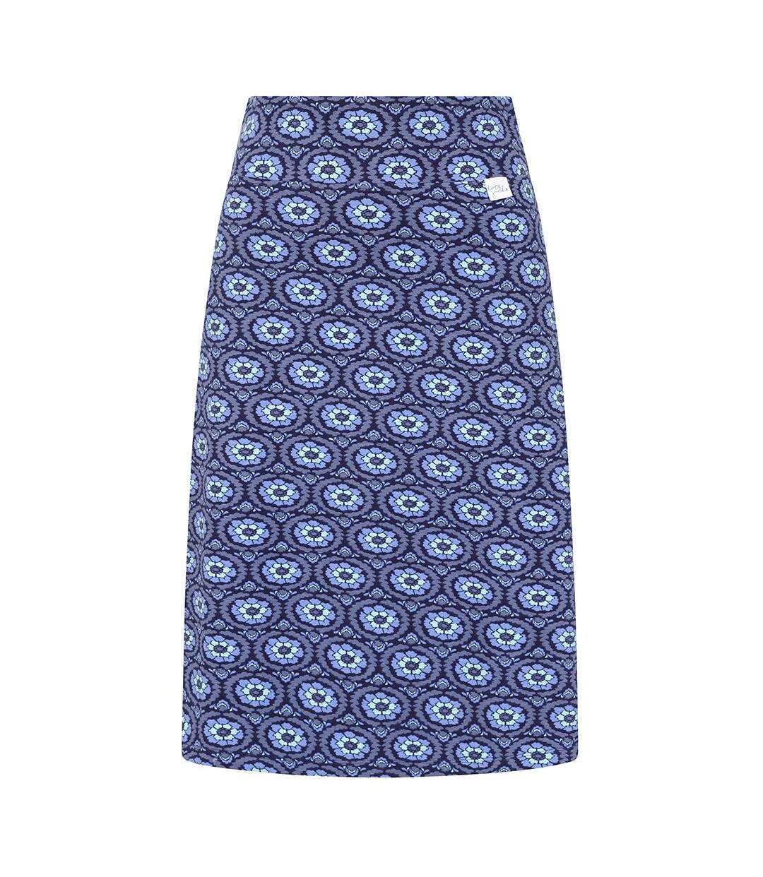 Womens/ladies Circle Jersey Midi Skirt Blue Lazy Jacks-4
