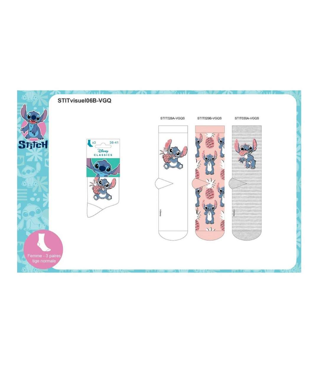 Chaussettes femme LICENCE Fantaisie-Assortiment modèles photos selon arrivages- - Pack de 6-4