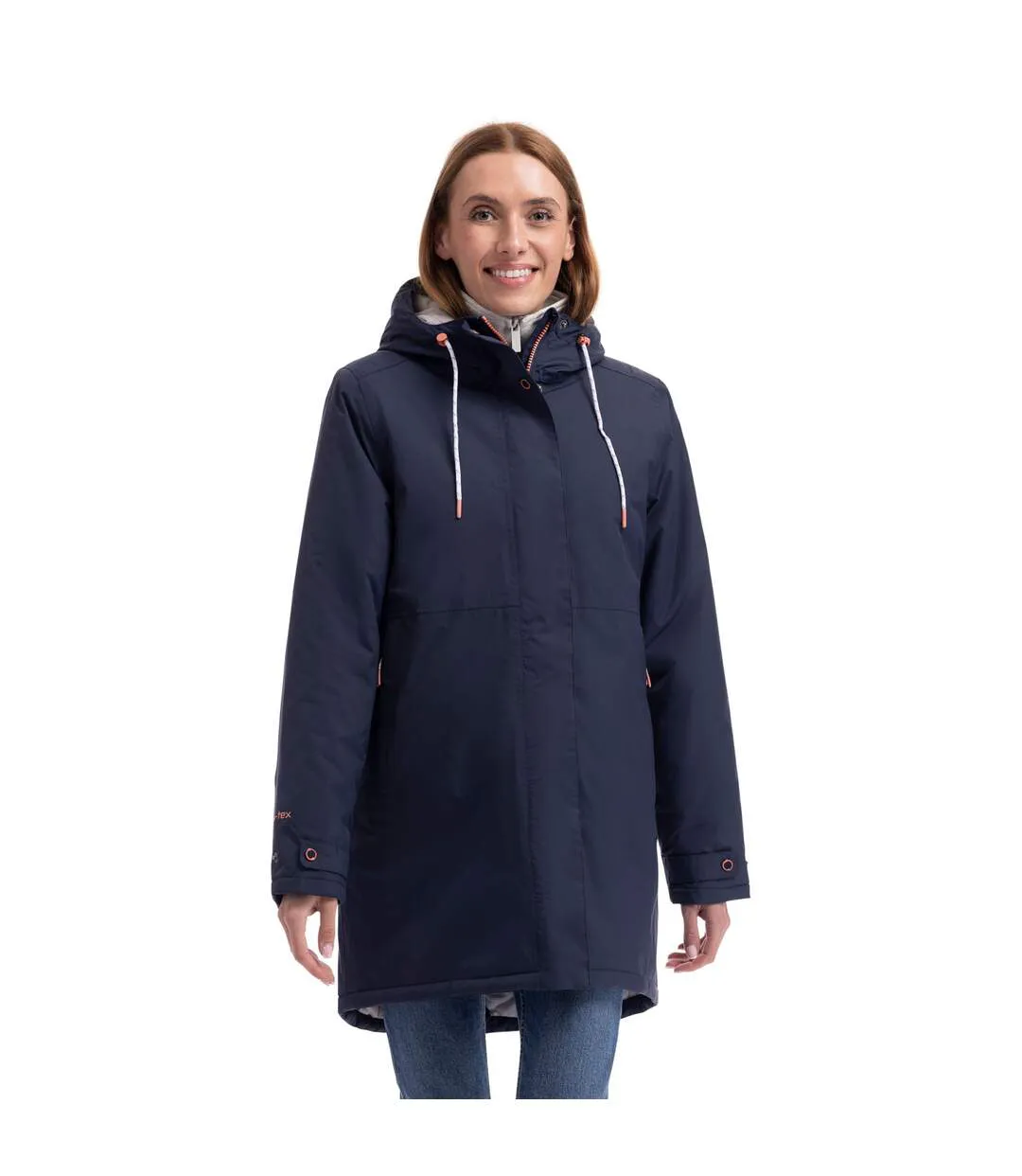 Doudoune Imperméable Unie À Capuche Ajustable Melissa Femme Bleu Marine Trespass-2