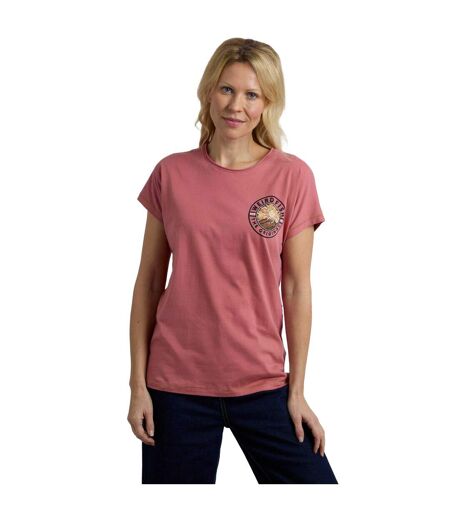 Womens/ladies sunset summit graphic back print t-shirt rosewood Weird Fish