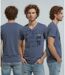 Tee-shirt homme bleu en coton à  poche poitrine - Style sobre et polyvalent-2