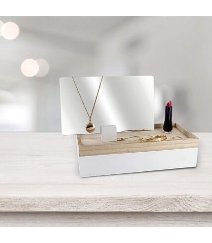 Boîte à bijoux design avec miroir Home - Blanc