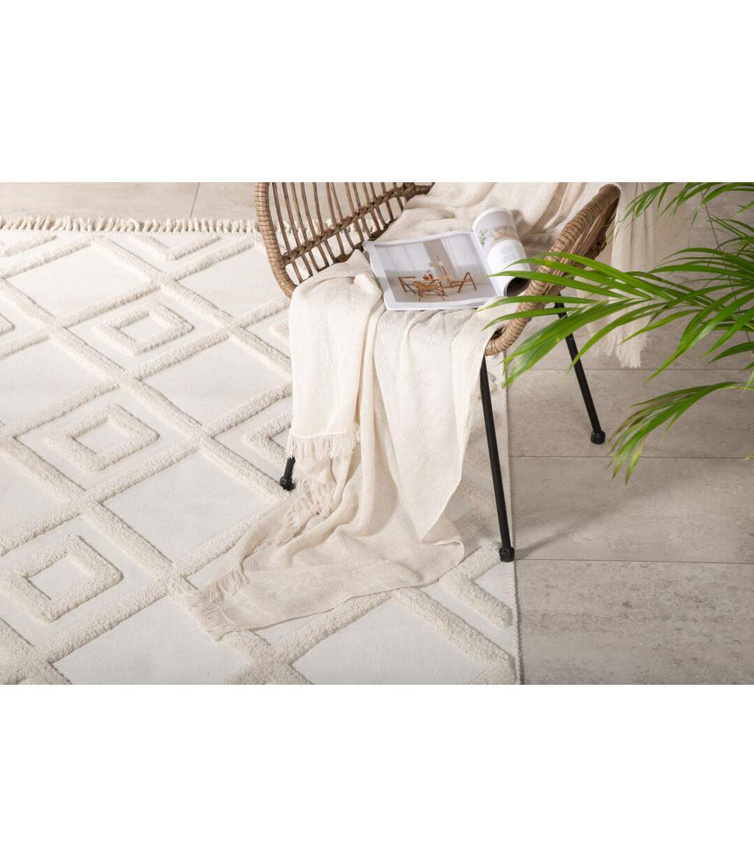 Tapis Design avec Franges Towa 160x230cm Naturel-4