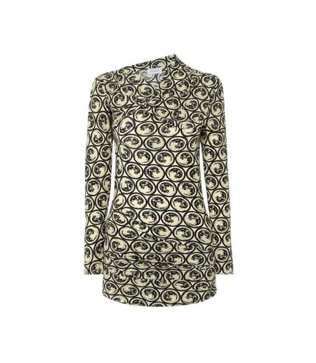 Robe Courte Motif/style Imprimé Intégral Femme Blanc Noir Imprimé Off White