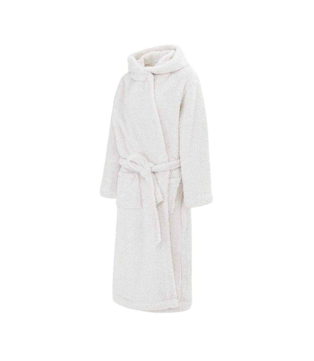 Womens/ladies Fleece Hooded Long-sleeved Robe Grey Linea-3