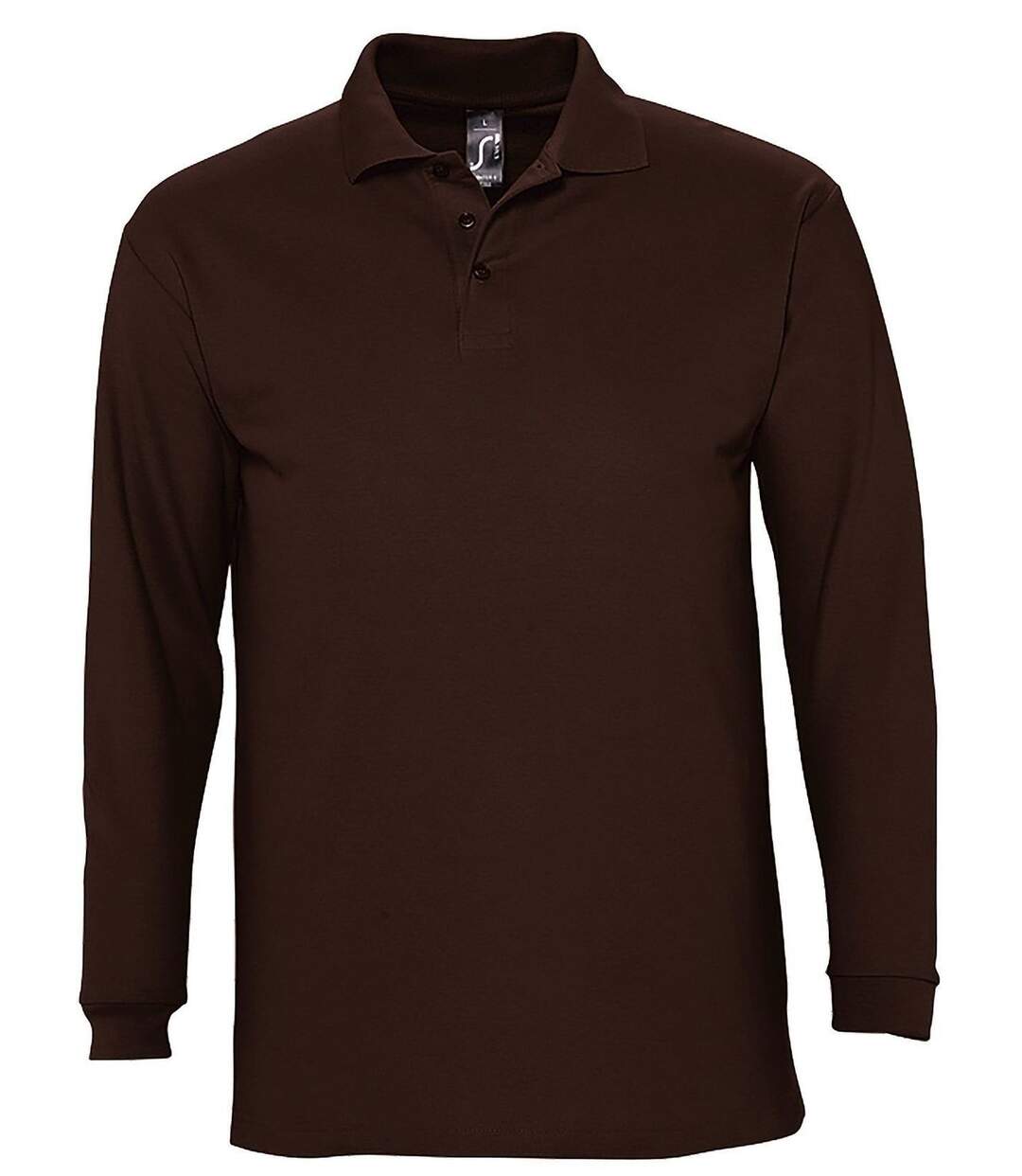 Polo manches longues - Homme - 11353 - marron chocolat