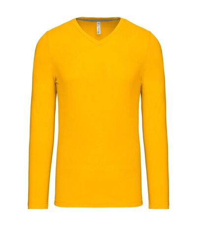 T-shirt manches longues col V - K358 - jaune - homme