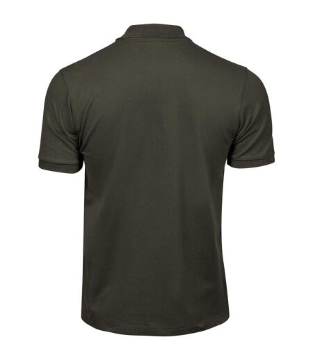 Mens Luxury Stretch Polo Shirt Dark Olive Tee Jays