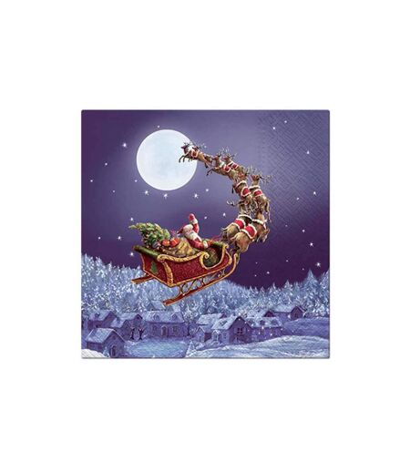 Lot de 20 Serviettes en Papier Père Noël & Traîneau 33x33cm Violet