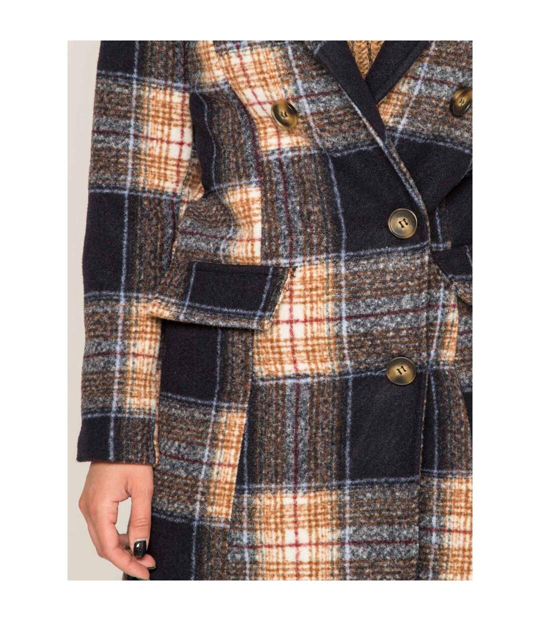 Manteau court carreaux URANI - Dona X Lisa-3
