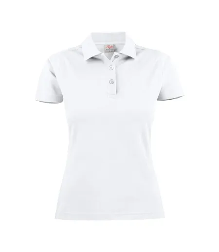 Womens/ladies Surf Light Melange Polo Shirt White Printer