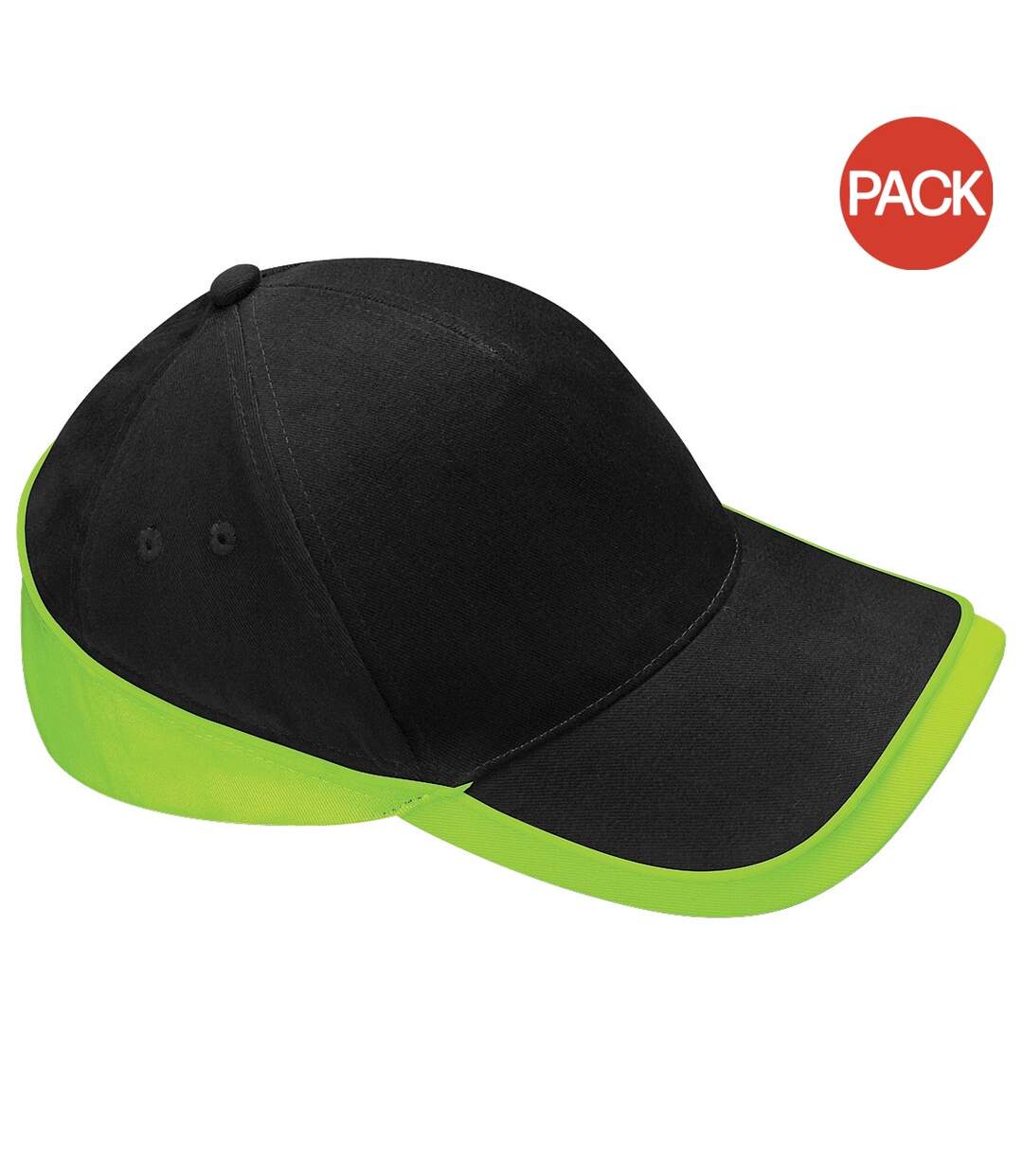 Lot de 2  casquettes de sport adulte noir/vert citron Beechfiel-1