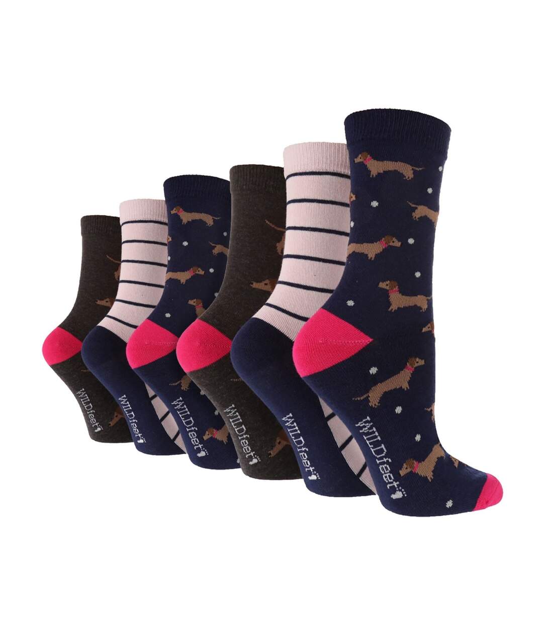 Wildfeet - 6 Paires Femme Chaussettes Animaux Rigolotes Humour-1