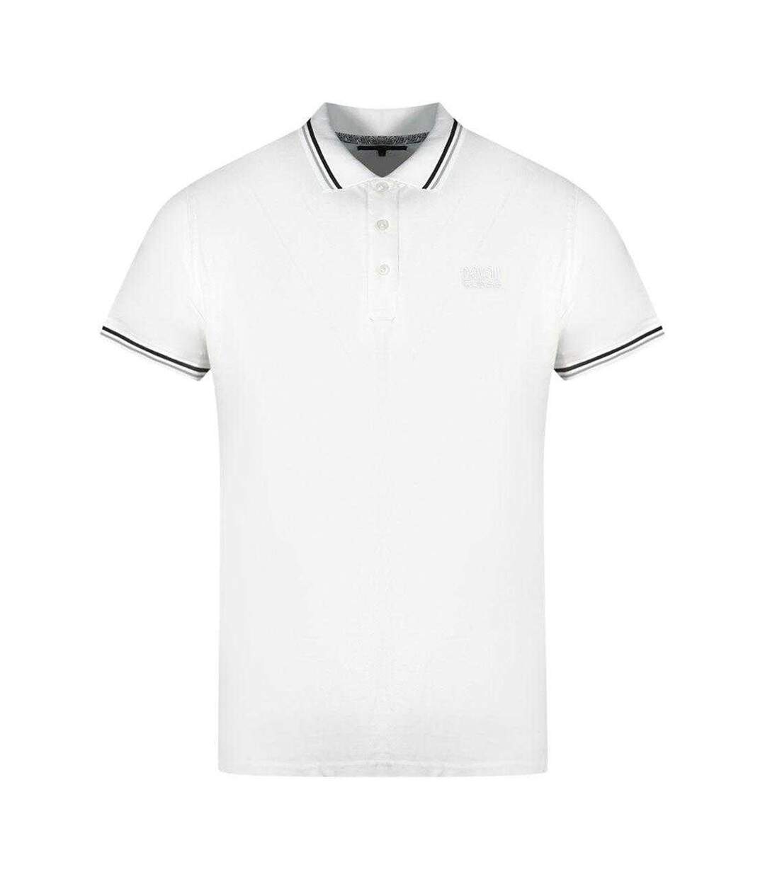 Unisex Adult Double Tipped Collar Polo Shirt White Black Cavalli Class-1