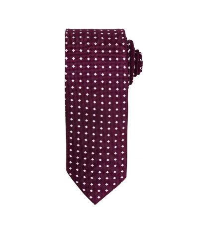 Premier Mens Square Pattern Formal Work Tie (Aubergine) (One Size)