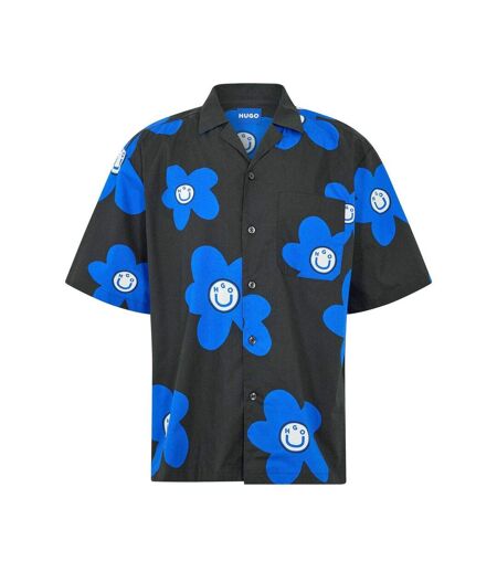Chemise Manches Courtes Motif/style Fleurs Homme Noir Hugo