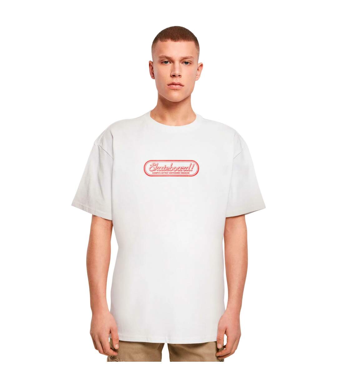 Mens The Skateboard Magazin Logo Oversized T-shirt Blanc MerchCode-1