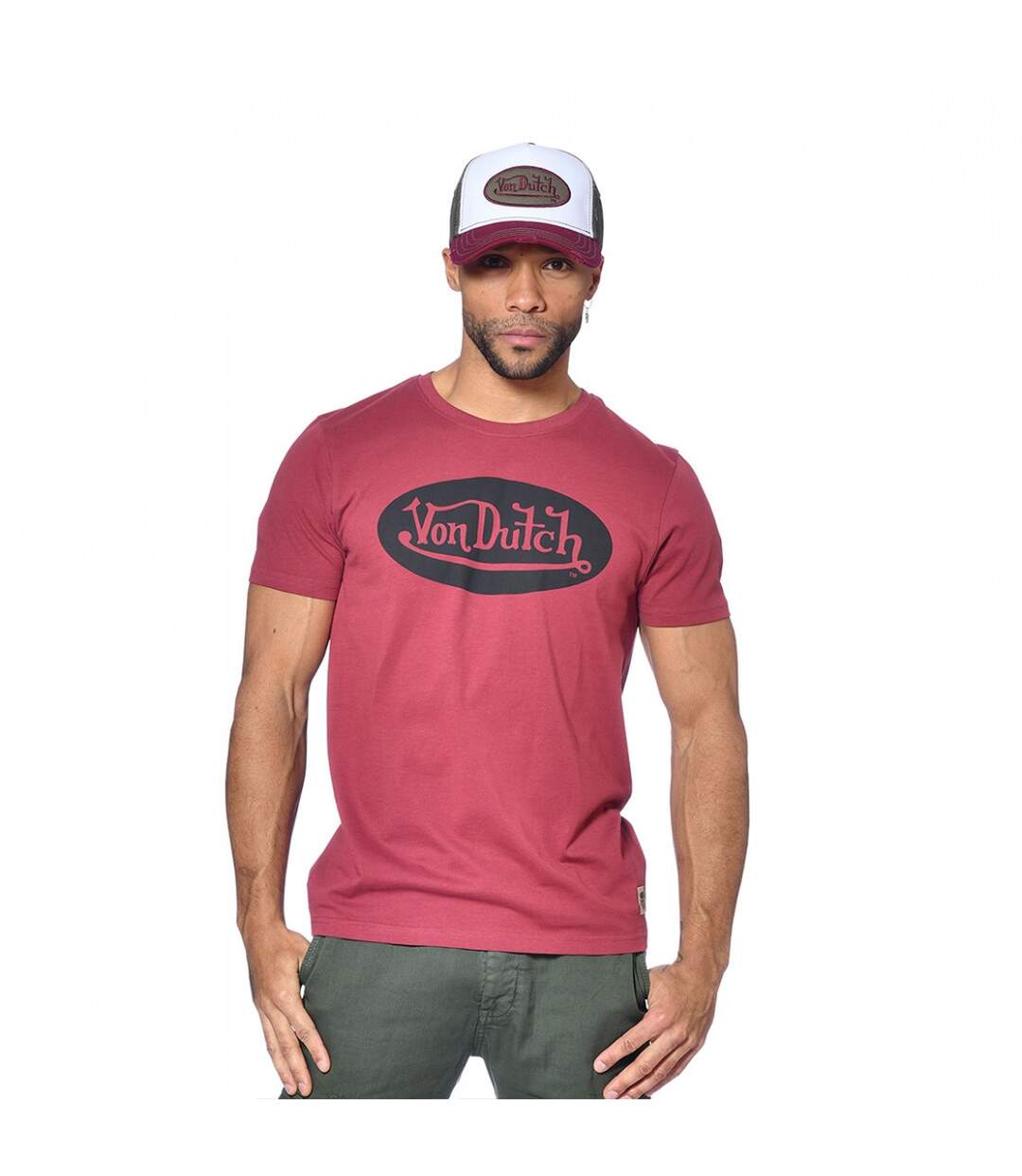 T-shirt Von Dutch col rond homme en coton Front