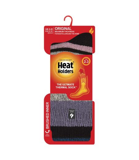 Ladies Soft Warm Winter Stripe Patterned Thermal Socks