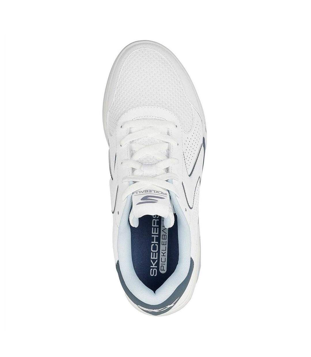 Mens Padel Leather Court Trainers White Blue Skechers-4