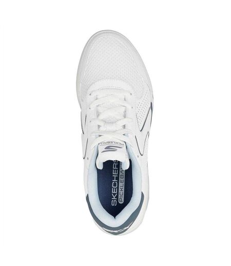 Mens Padel Leather Court Trainers White Blue Skechers