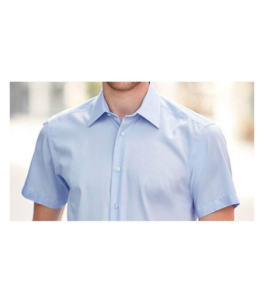 Russell Collection Mens Short Sleeve Tailored Ultimate Non-Iron Shirt (Bright Sky) - UTBC1039