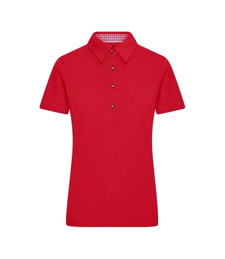 Polo Traditional Femme Rouge Blanc James And Nicholson