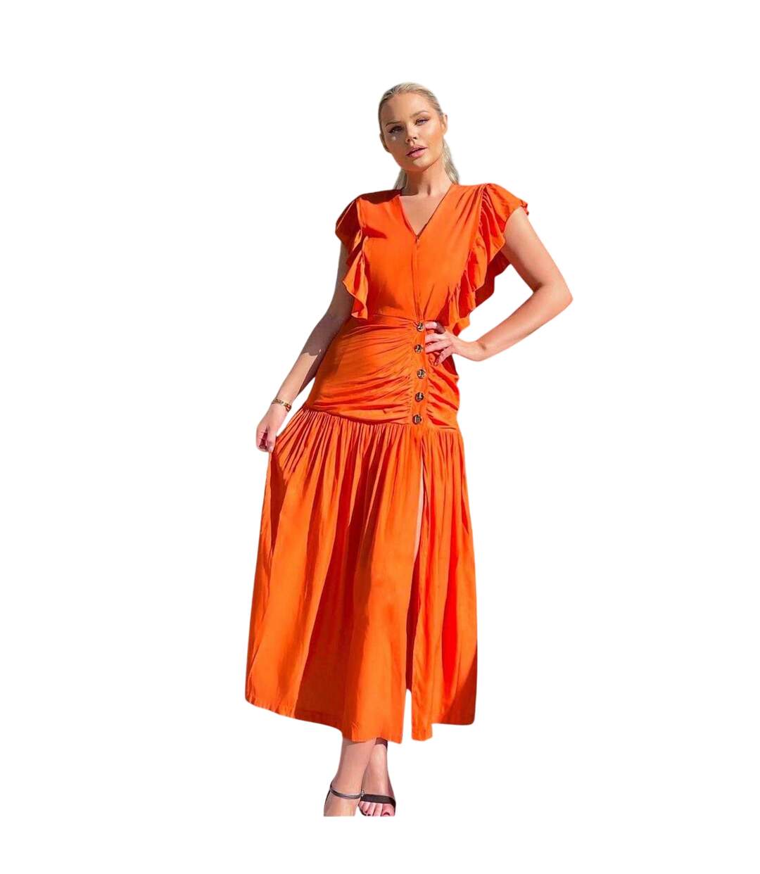 Robe Mi-longue Femme Orange AX Paris-4