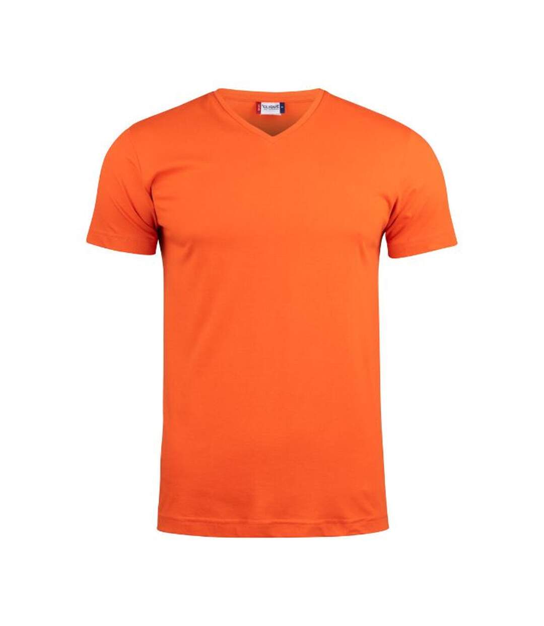 Mens Basic V Neck Short-sleeved T-shirt Blood Orange Clique-1