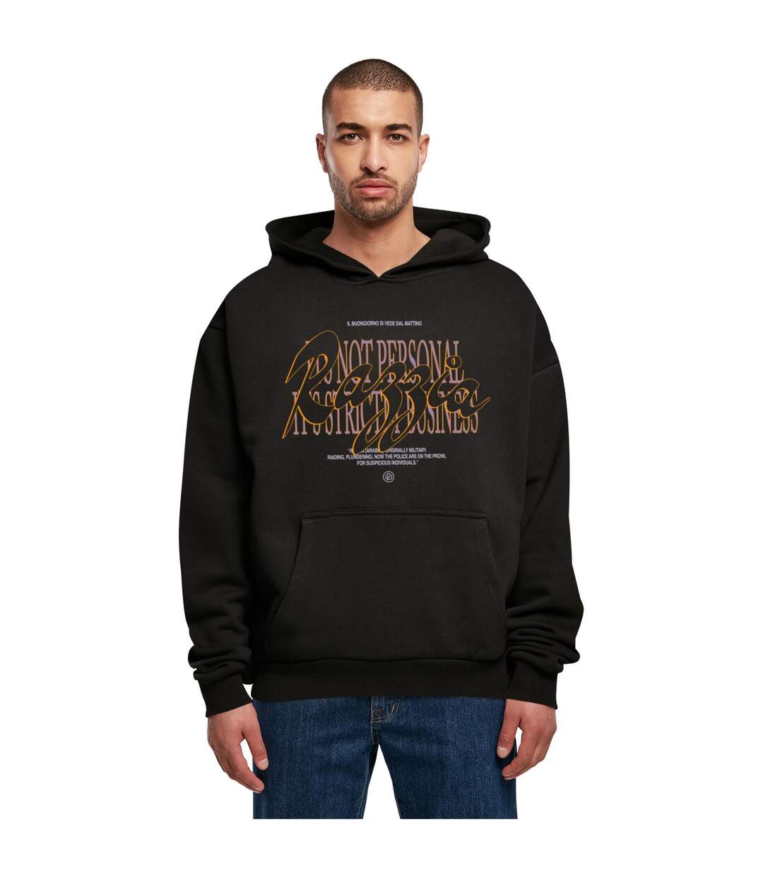 Mens Razzia Ultra Heavy Oversized Hoodie Noir Mister Tee-1